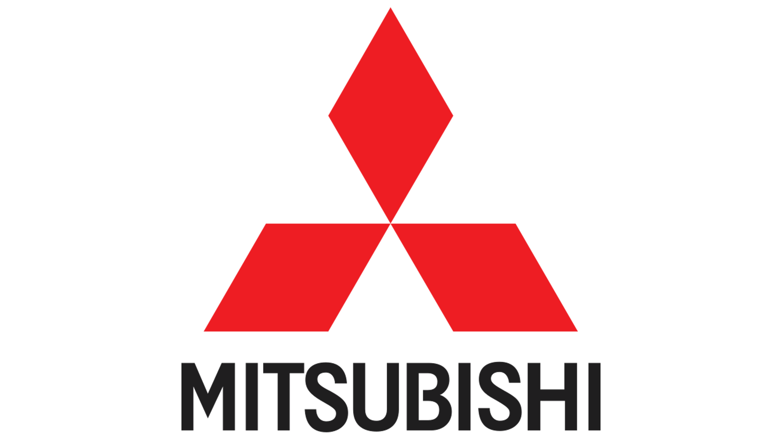 Mitsubishi logo featuring three red diamond shapes arranged in a triangular formation with the word 'MITSUBISHI' in bold black letters below.