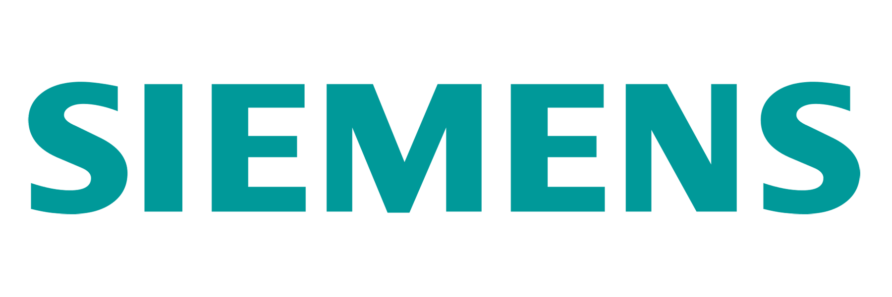 Siemens logo in teal-colored capital letters.