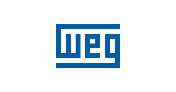 WEG logo in blue with stylized lowercase letters 'w', 'e', and 'g' enclosed within a rectangular border.