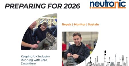 Preparing for 2026 hero banner showing Neutronic Technologies engineers repairing and maintaining industrial machinery, highlighting repair, condition monitoring, sustainability, and zero downtime solutions for UK industry.