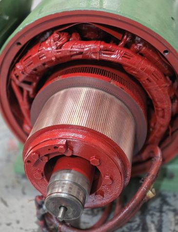 DC Motor Rewind & Repair Services in progress with detailed inspection of DC motor armature, windings, and commutator during overhaul.